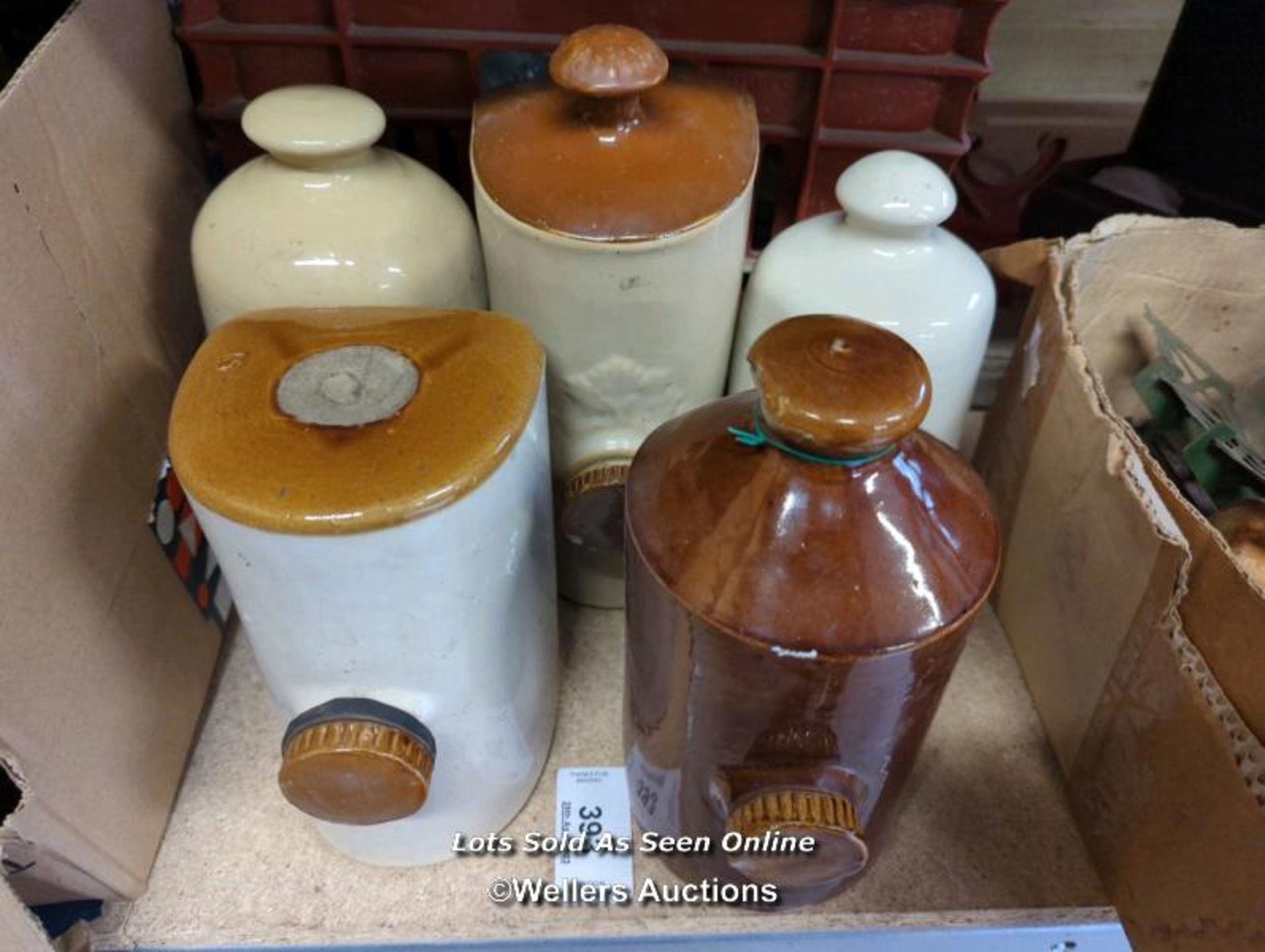 *SIX EARLY 20TH CENTURY SALT GLAZED STONEWARE WATER BOTTLES / ALL LOTS ARE LOCATED AT AUTHENTIC