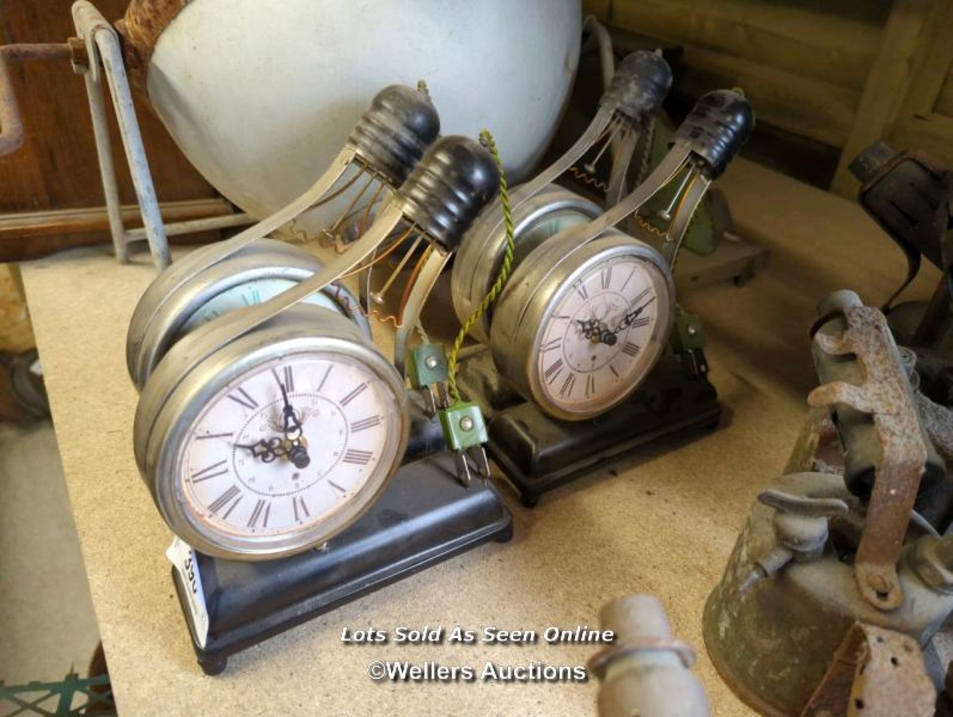 *FOUR VINTAGE STYLE CLOCKS CONVERTED TO BATTERY POWER / ALL LOTS ARE LOCATED AT AUTHENTIC