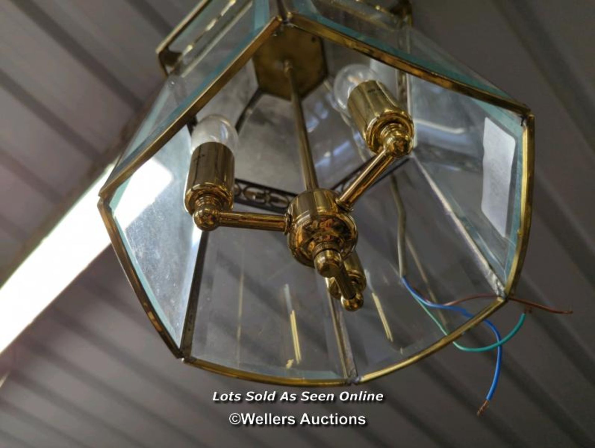 *CEILING LANTERN WITH THREE LIGHTS, 22 INCHES HIGH / ALL LOTS ARE LOCATED AT AUTHENTIC RECLAMATION - Image 2 of 2