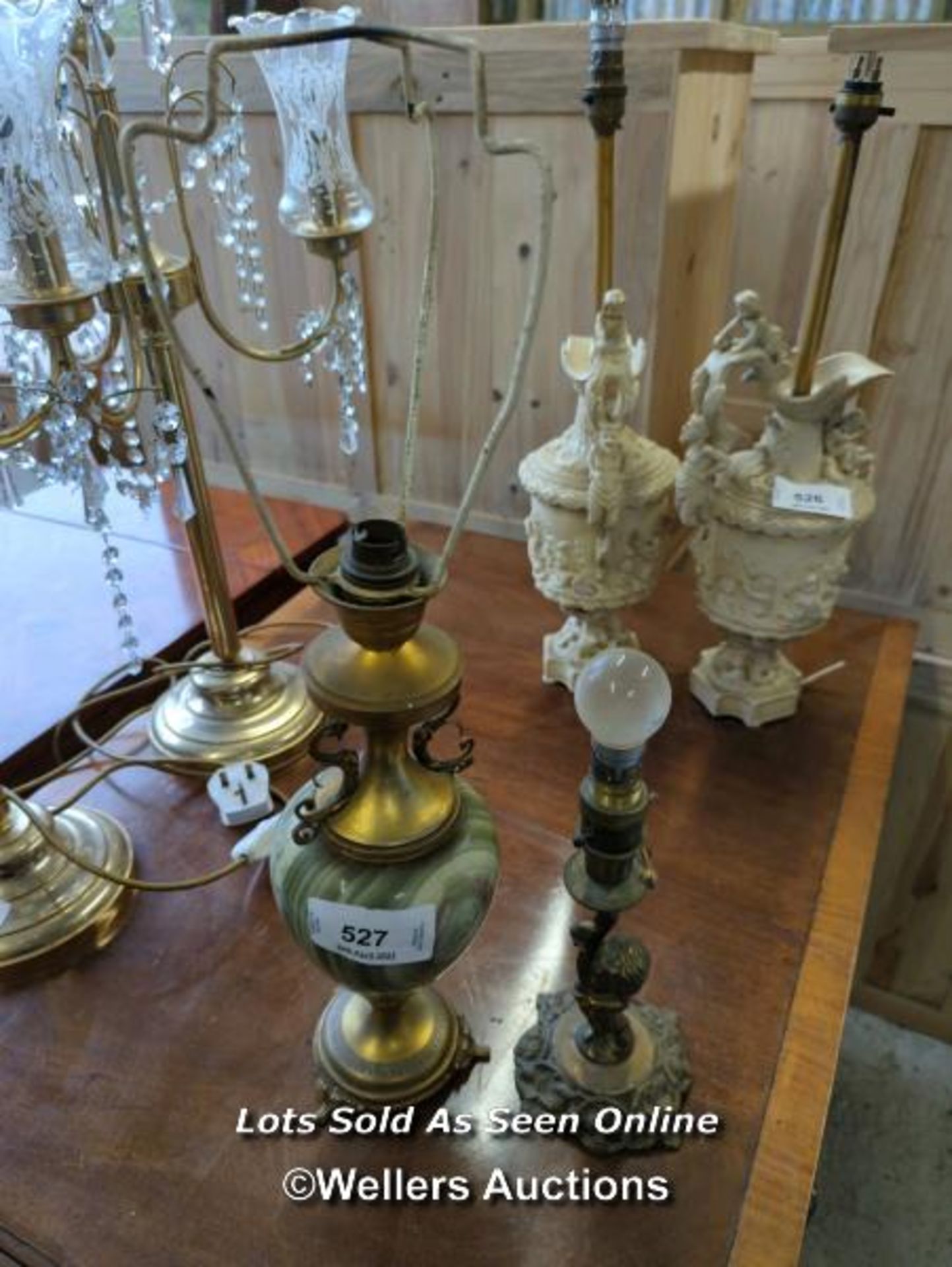 *TWO VARIOUS TABLE LAMPS, BOTH CONVERTED TO ELECTRIC / ALL LOTS ARE LOCATED AT AUTHENTIC RECLAMATION