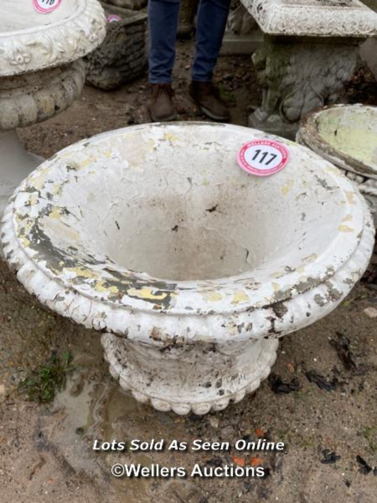 *CONCRETE GARDEN URN TOP, 18 HIGH X 23 DIAMETER / ALL LOTS ARE LOCATED AT AUTHENTIC RECLAMATION - Image 2 of 2