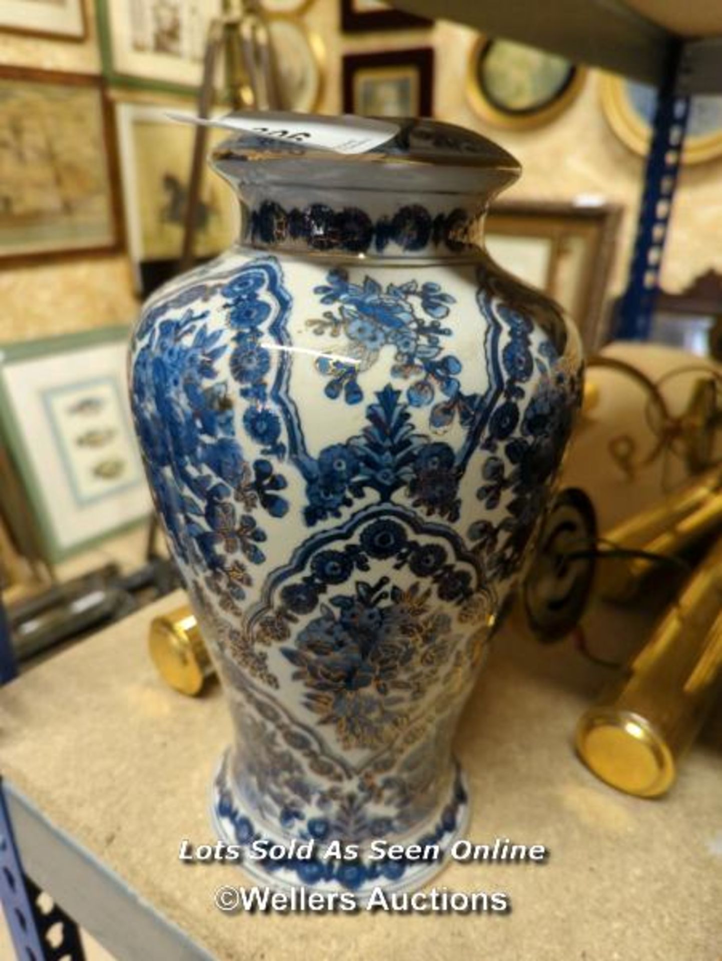 *CHINA LAMP BASE WITH BLUE FLORAL DECORATION / ALL LOTS ARE LOCATED AT AUTHENTIC RECLAMATION TN5