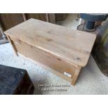 *PINE BLANKET BOX WITH STORAGE CUPBOARD AND DRAWERS, 12 HIGH X 29 LONG X 15 DEEP / ALL LOTS ARE
