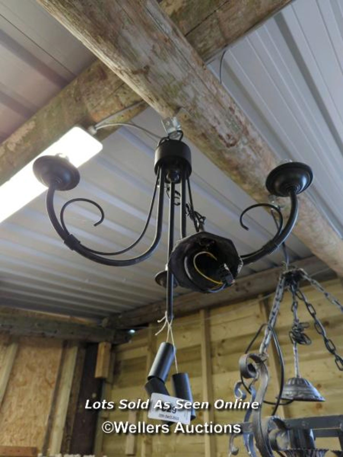 *THREE BRANCH CANDELABRA CONVERTED TO ELECTRIC, 15 INCHES HIGH / ALL LOTS ARE LOCATED AT AUTHENTIC