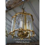 *CEILING LANTERN WITH THREE LIGHTS, 16 INCHES HIGH / ALL LOTS ARE LOCATED AT AUTHENTIC RECLAMATION
