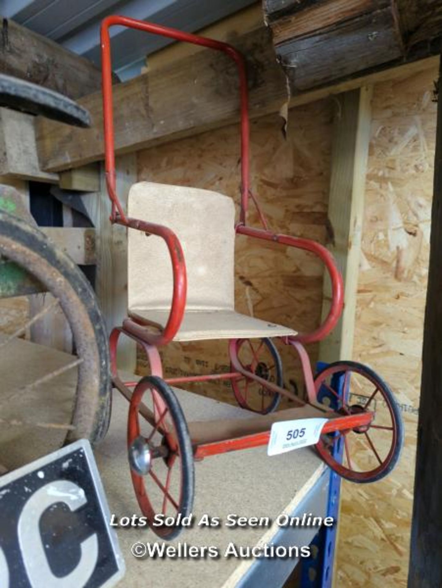 *VINTAGE CHILDRENS CAR, PUSHCHAIR AND NUMBER PLATE / ALL LOTS ARE LOCATED AT AUTHENTIC RECLAMATION - Image 5 of 8