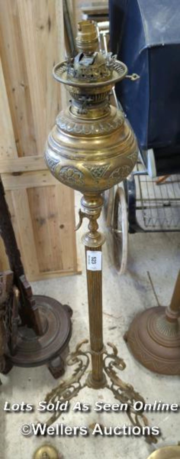 *FLOOR STANDING OIL LAMP CONVERTED TO ELECTRIC, 52 INCHES HIGH / ALL LOTS ARE LOCATED AT AUTHENTIC