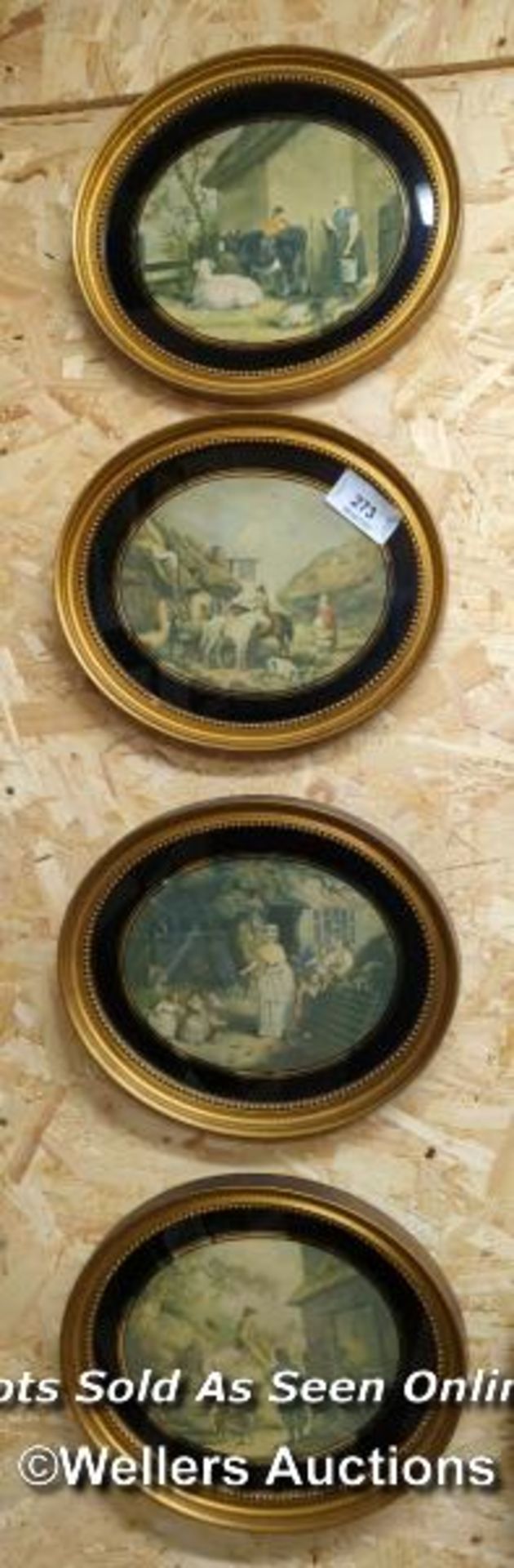 *FOUR OVAL FRAMED AND GLAZED PICTURES DEPICTING COUNTRY SCENES / ALL LOTS ARE LOCATED AT AUTHENTIC