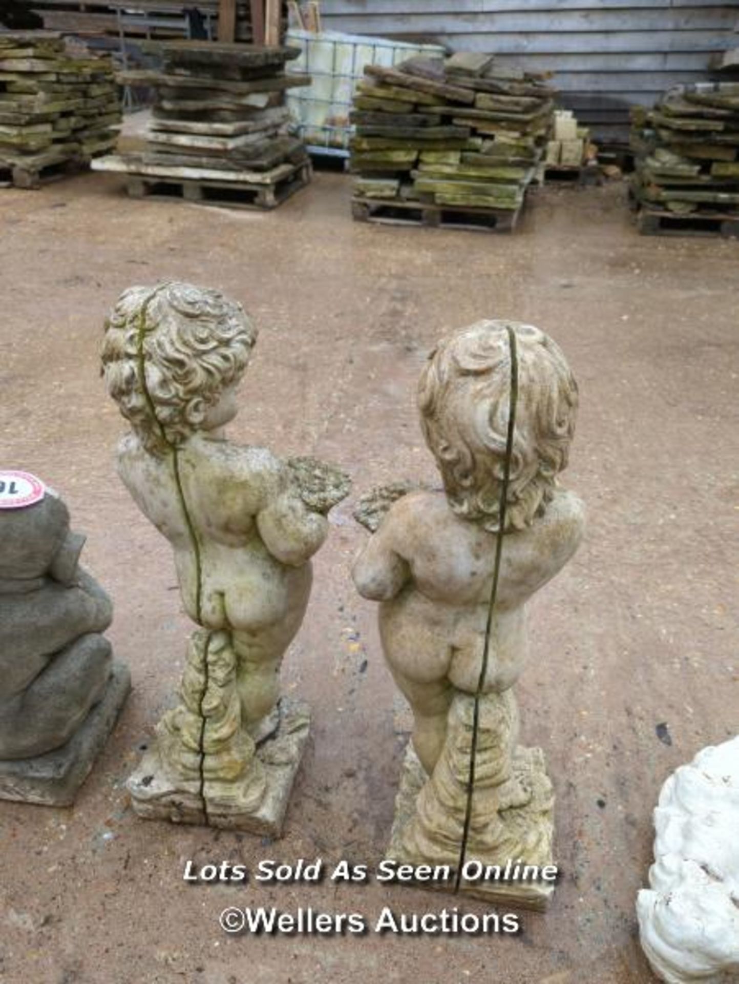 *PAIR OF CHERUBS, ONE MALE AND ONE FEMALE, BOTH 28 INCHES HIGH / ALL LOTS ARE LOCATED AT AUTHENTIC - Image 4 of 4