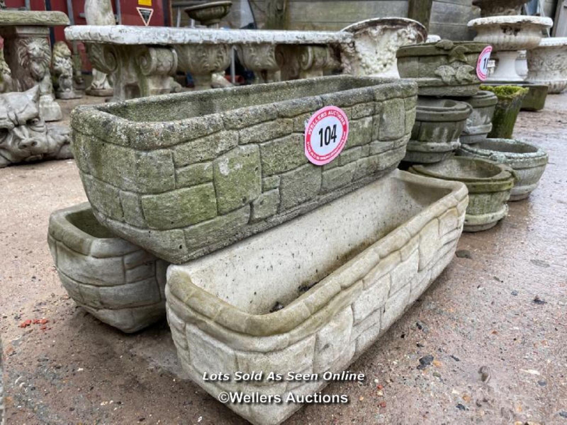 *THREE TROUGH PLANTERS, ALL 24 INCHES LONG / ALL LOTS ARE LOCATED AT AUTHENTIC RECLAMATION TN5 7EF