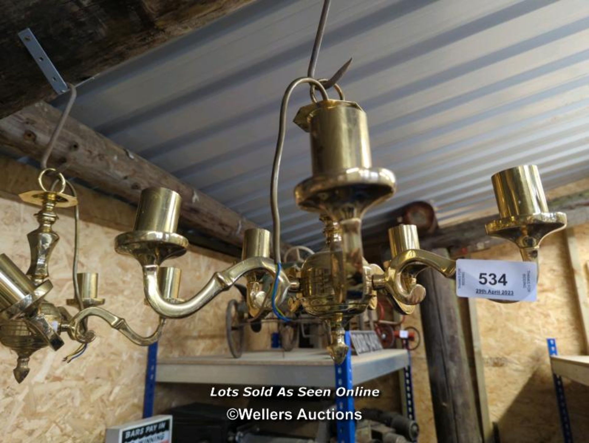 *PAIR OF FIVE BRANCH CANDELABRA CONVERTED TO ELECTRIC, 13 INCHES HIGH / ALL LOTS ARE LOCATED AT - Image 2 of 3