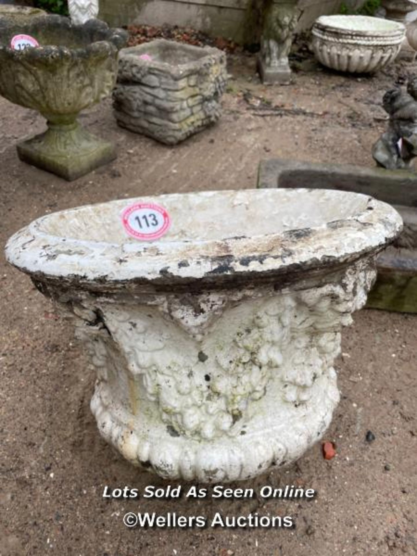 *LARGE CONCRETE GARDEN URN WITHOUT THE BASE, 19 HIGH X 23 DIAMETER / ALL LOTS ARE LOCATED AT