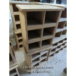 *PAIR OF PINE STORAGE SHELVES WITH SIX COMPARTMENTS, 26 HIGH X 19.5 WIDE X 15 DEEP / ALL LOTS ARE