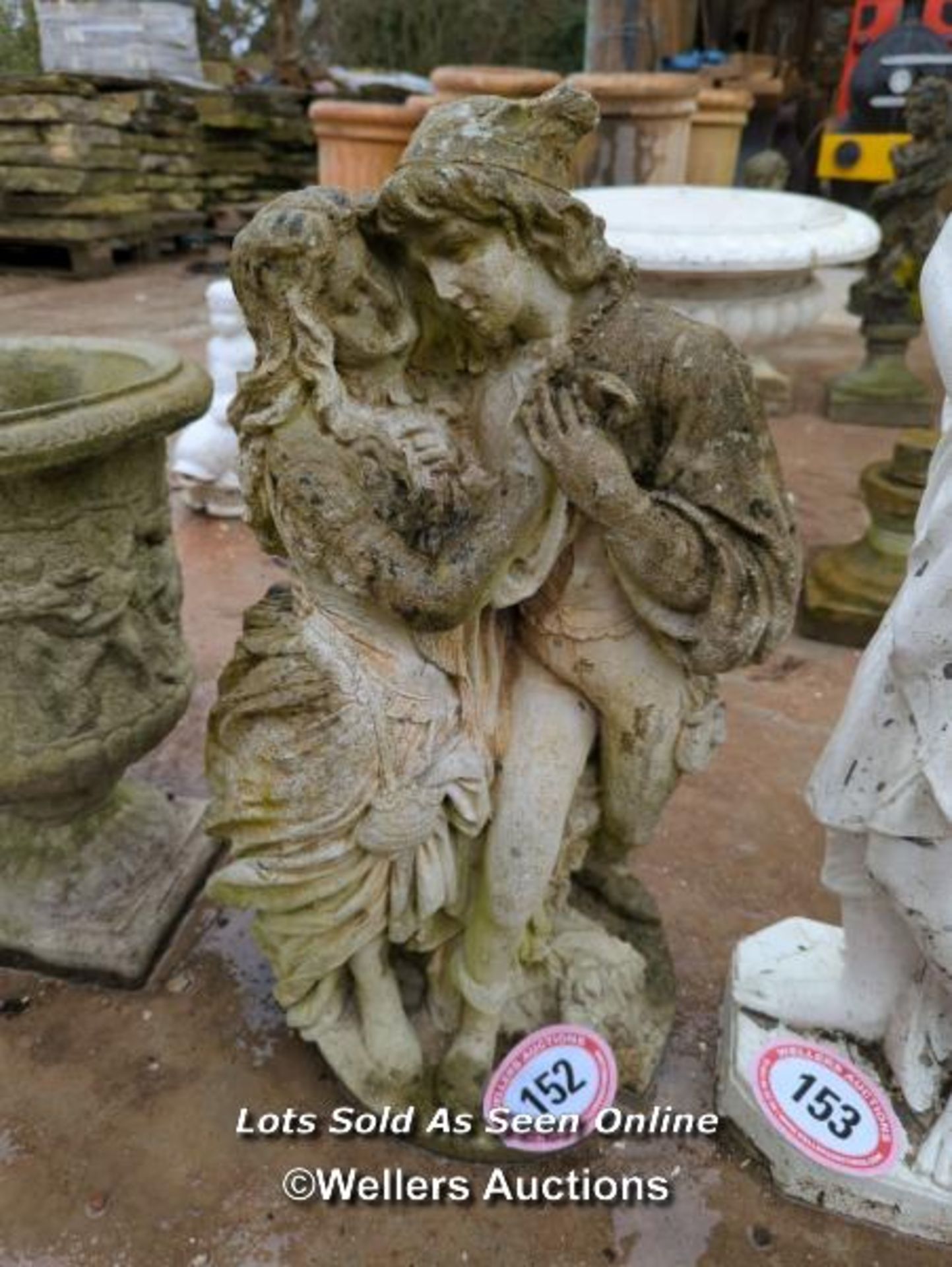 *CONCRETE STATUE OF A COUPLE, 27INCHES HIGH (DAMAGED BASE) / ALL LOTS ARE LOCATED AT AUTHENTIC