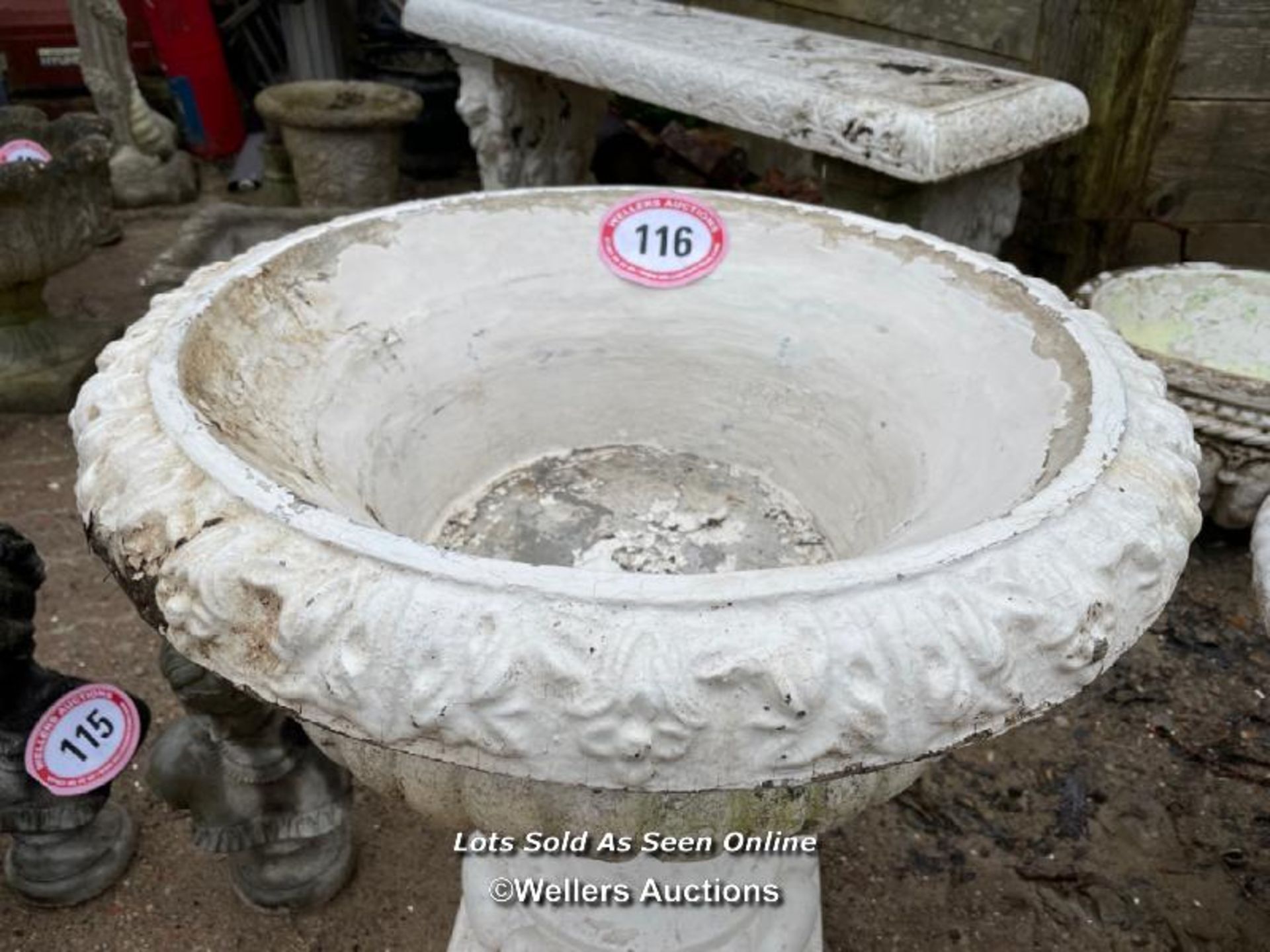 *CONCRETE GARDEN URN, 60 HIGH X 60 WIDE / ALL LOTS ARE LOCATED AT AUTHENTIC RECLAMATION TN5 7EF - Image 2 of 2