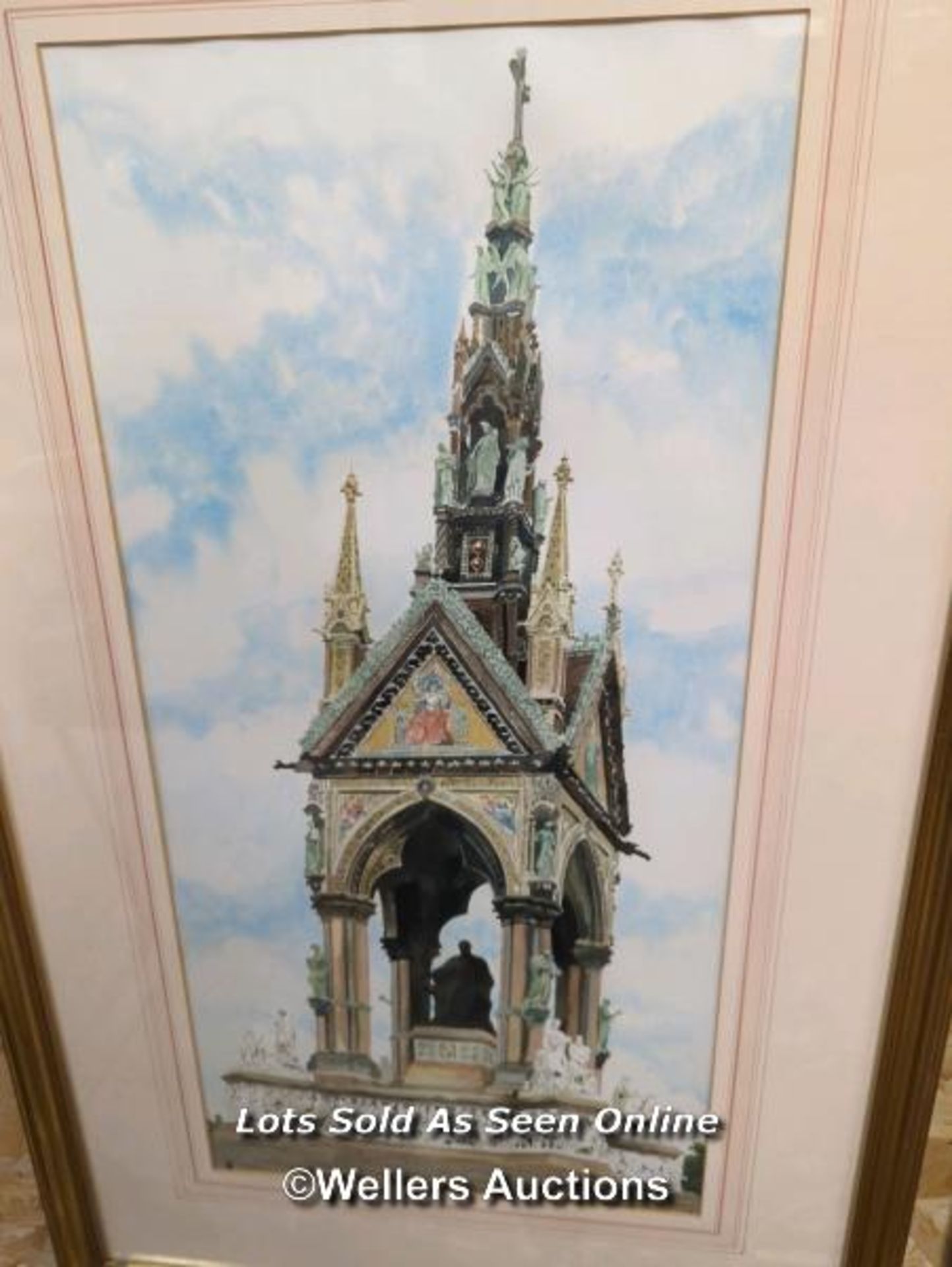 *TWO FRAMED AND GLAZED PRINTS, BOTH OF THE ALBERT MEMORIAL IN LONDON, THE LARGEST 24 X 38 / ALL LOTS - Image 3 of 3