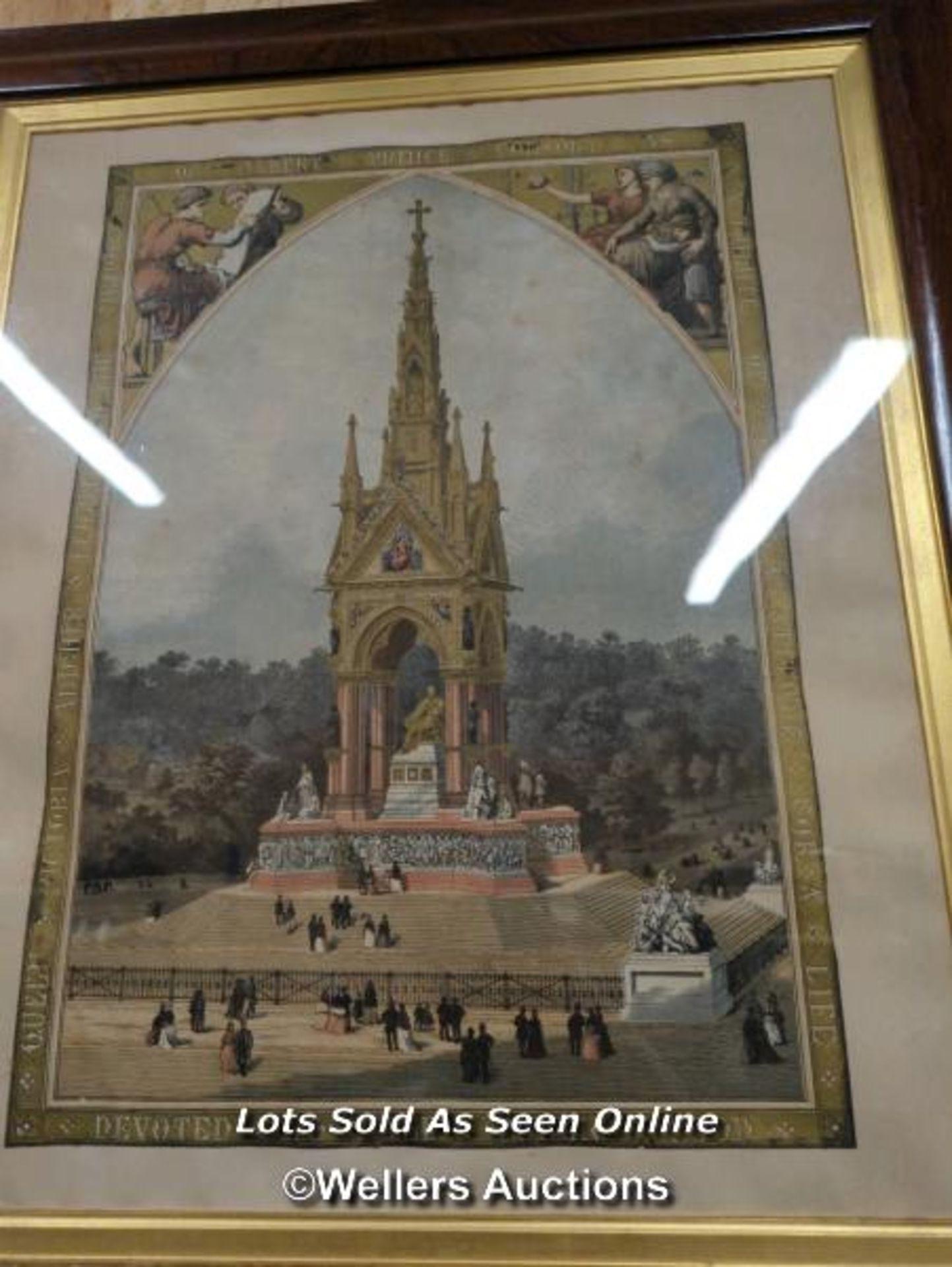 *TWO FRAMED AND GLAZED PRINTS, BOTH OF THE ALBERT MEMORIAL IN LONDON, THE LARGEST 24 X 38 / ALL LOTS - Image 2 of 3