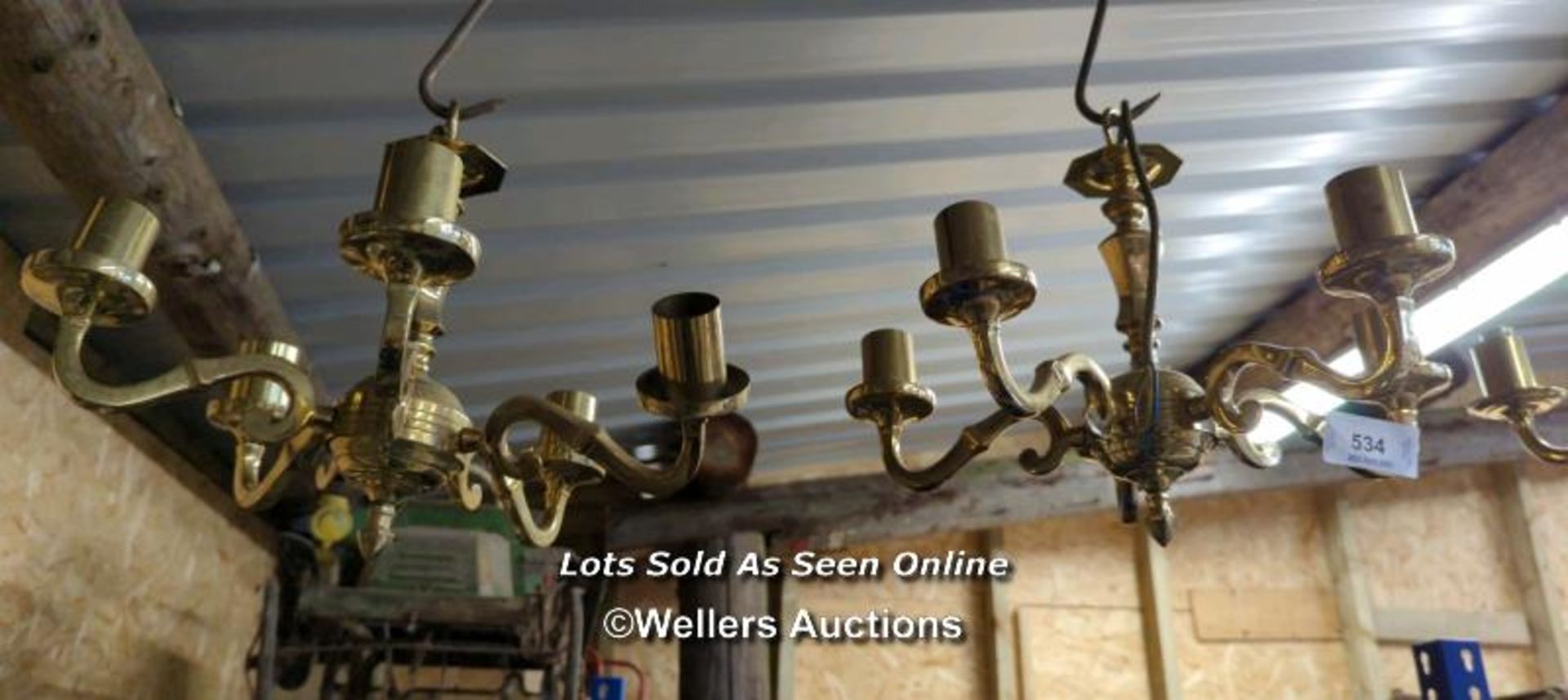 *PAIR OF FIVE BRANCH CANDELABRA CONVERTED TO ELECTRIC, 13 INCHES HIGH / ALL LOTS ARE LOCATED AT