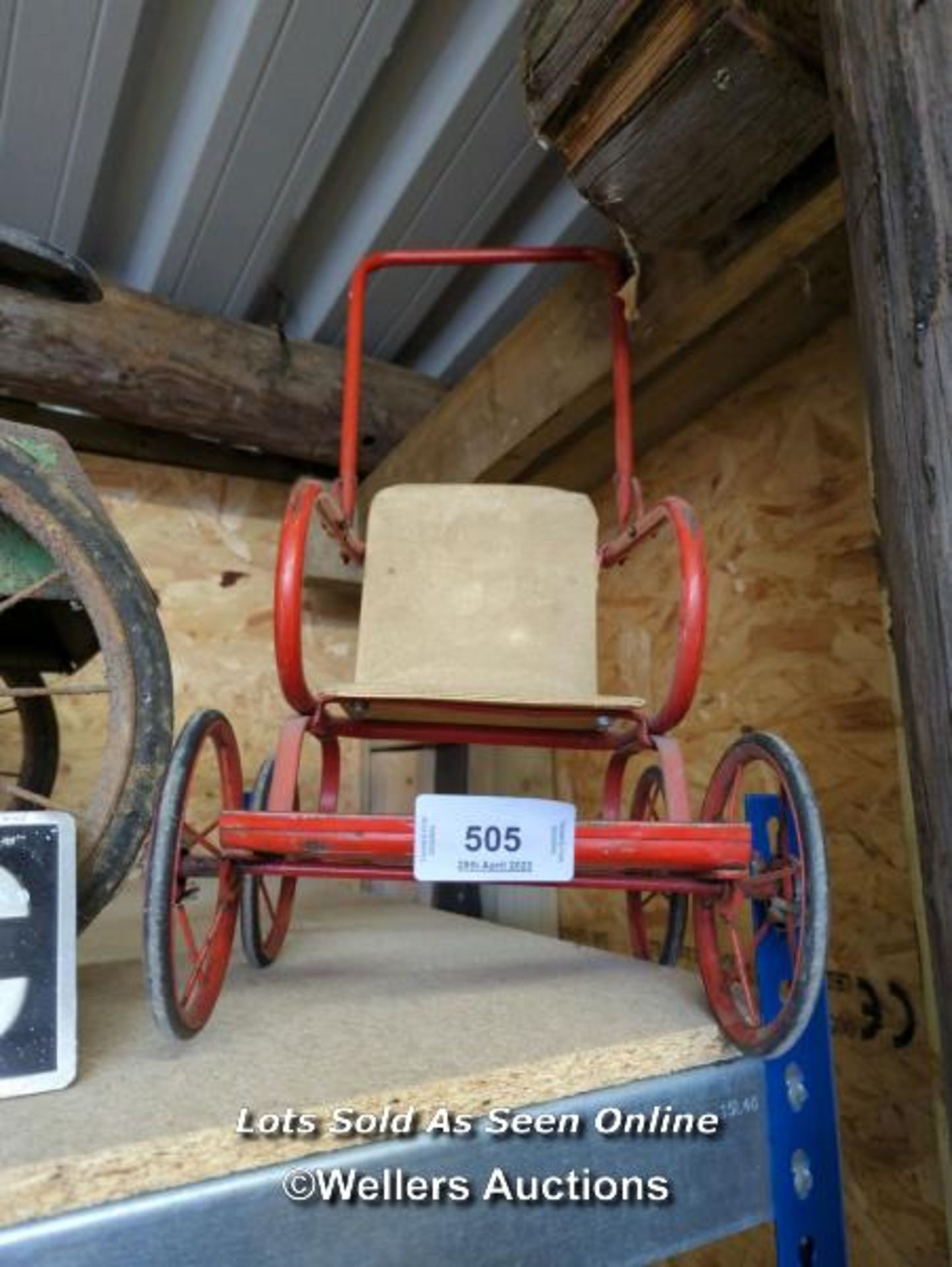 *VINTAGE CHILDRENS CAR, PUSHCHAIR AND NUMBER PLATE / ALL LOTS ARE LOCATED AT AUTHENTIC RECLAMATION - Image 6 of 8