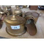 *FOUR VARIOUS SAUCEPANS, SCUTTLES, ETC. / ALL LOTS ARE LOCATED AT AUTHENTIC RECLAMATION TN5 7EF