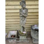 *CONCRETE STATUE OF A LADY ON NON MATCHING BASE, TOTAL HEIGHT 61 INCHES / ALL LOTS ARE LOCATED AT