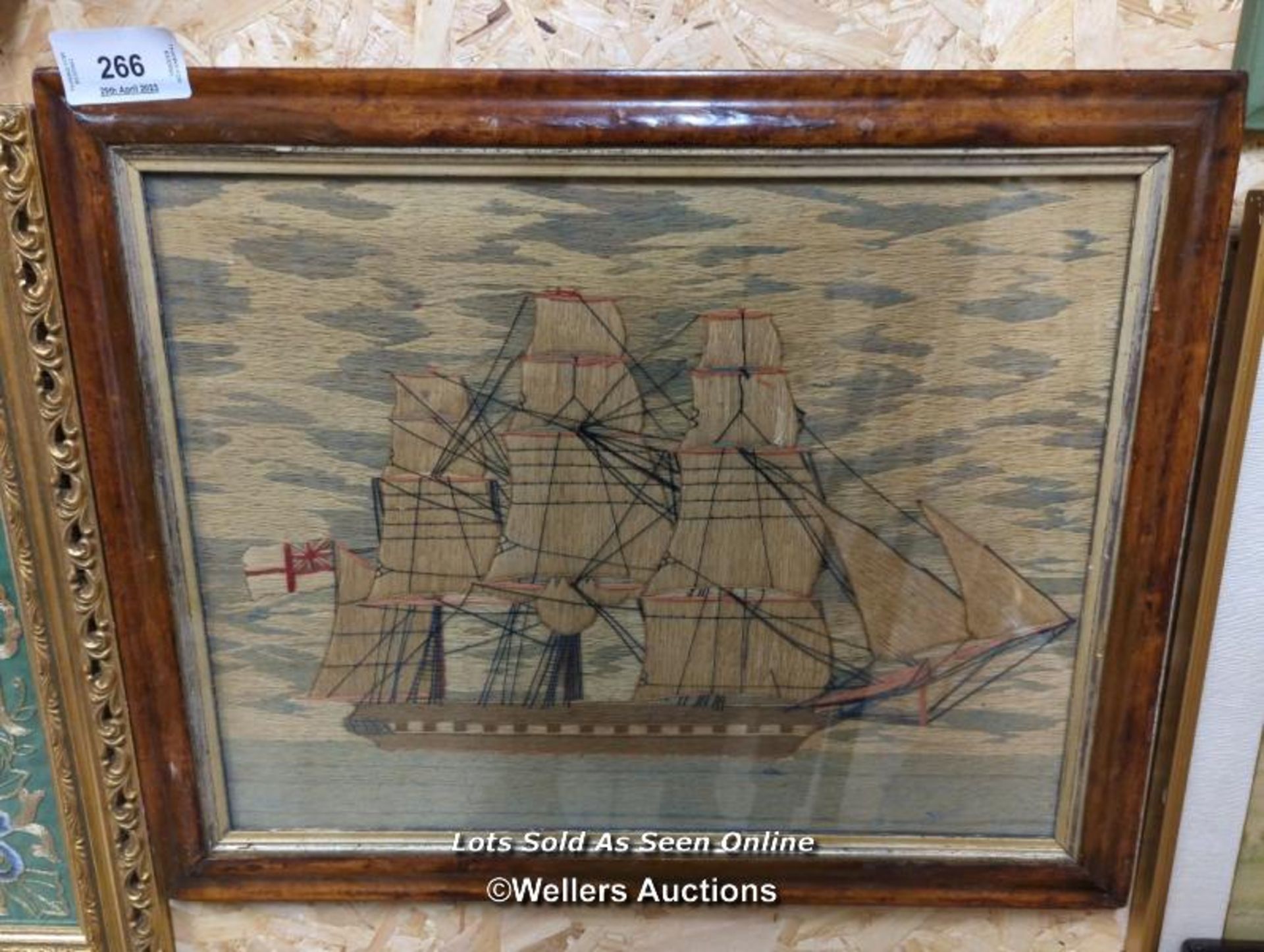 *FRAMED AND GLAZED TAPESTRY OF AN GALLEON, 24 X 20 / ALL LOTS ARE LOCATED AT AUTHENTIC RECLAMATION - Image 3 of 3