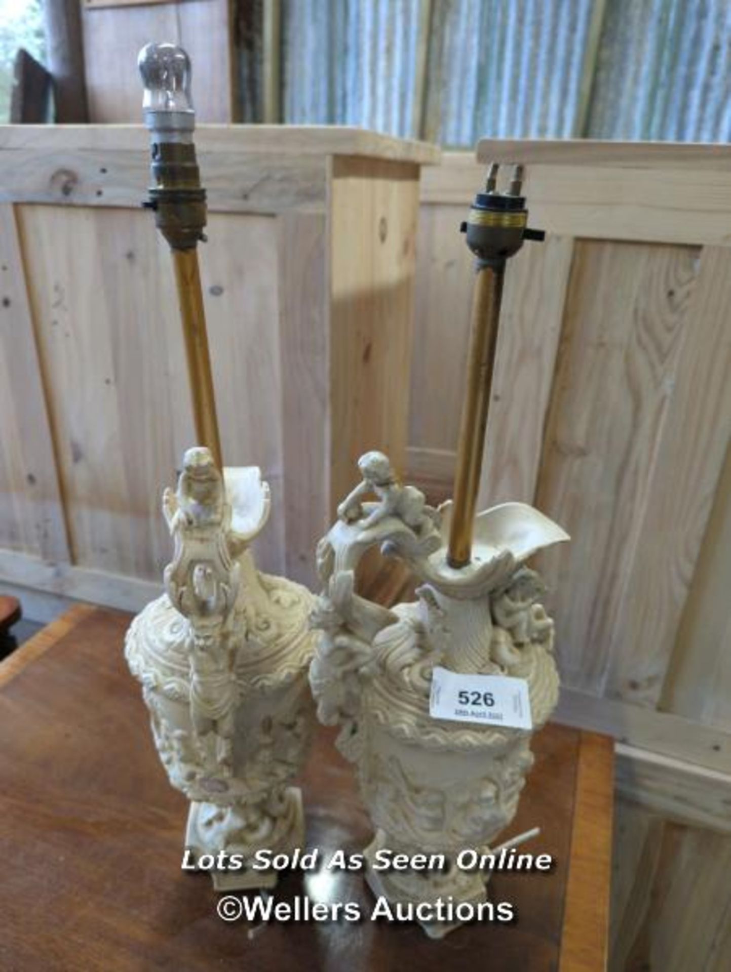 *PAIR OF DECORATIVE TABLE LAMPS, 21 INCHES HIGH / ALL LOTS ARE LOCATED AT AUTHENTIC RECLAMATION