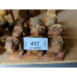 *THREE SETS OF THREE WOODEN 'HEAR NO EVIL, SEE NO EVIL, SPEAK NO EVIL' MONKEYS / ALL LOTS ARE