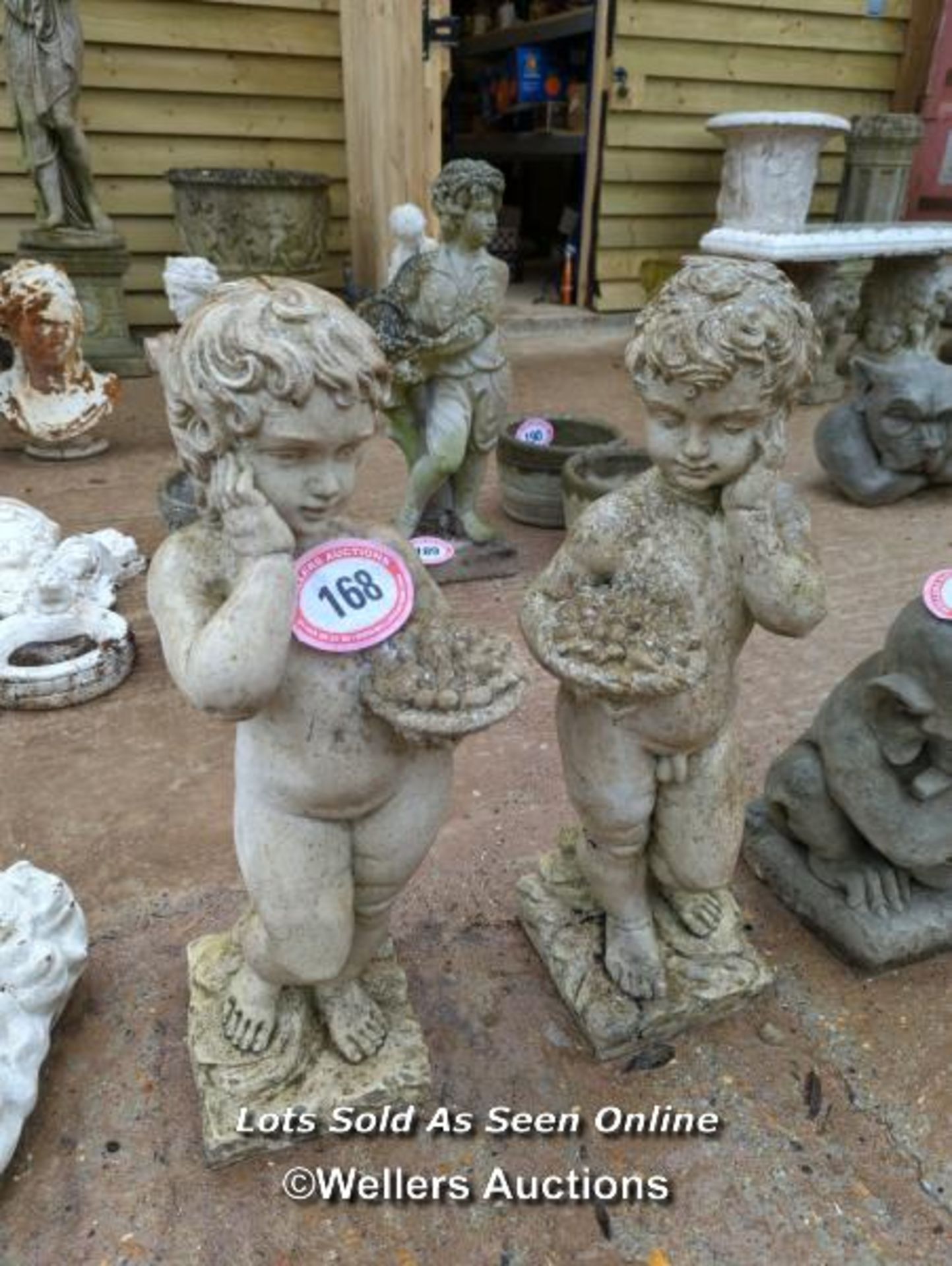 *PAIR OF CHERUBS, ONE MALE AND ONE FEMALE, BOTH 28 INCHES HIGH / ALL LOTS ARE LOCATED AT AUTHENTIC