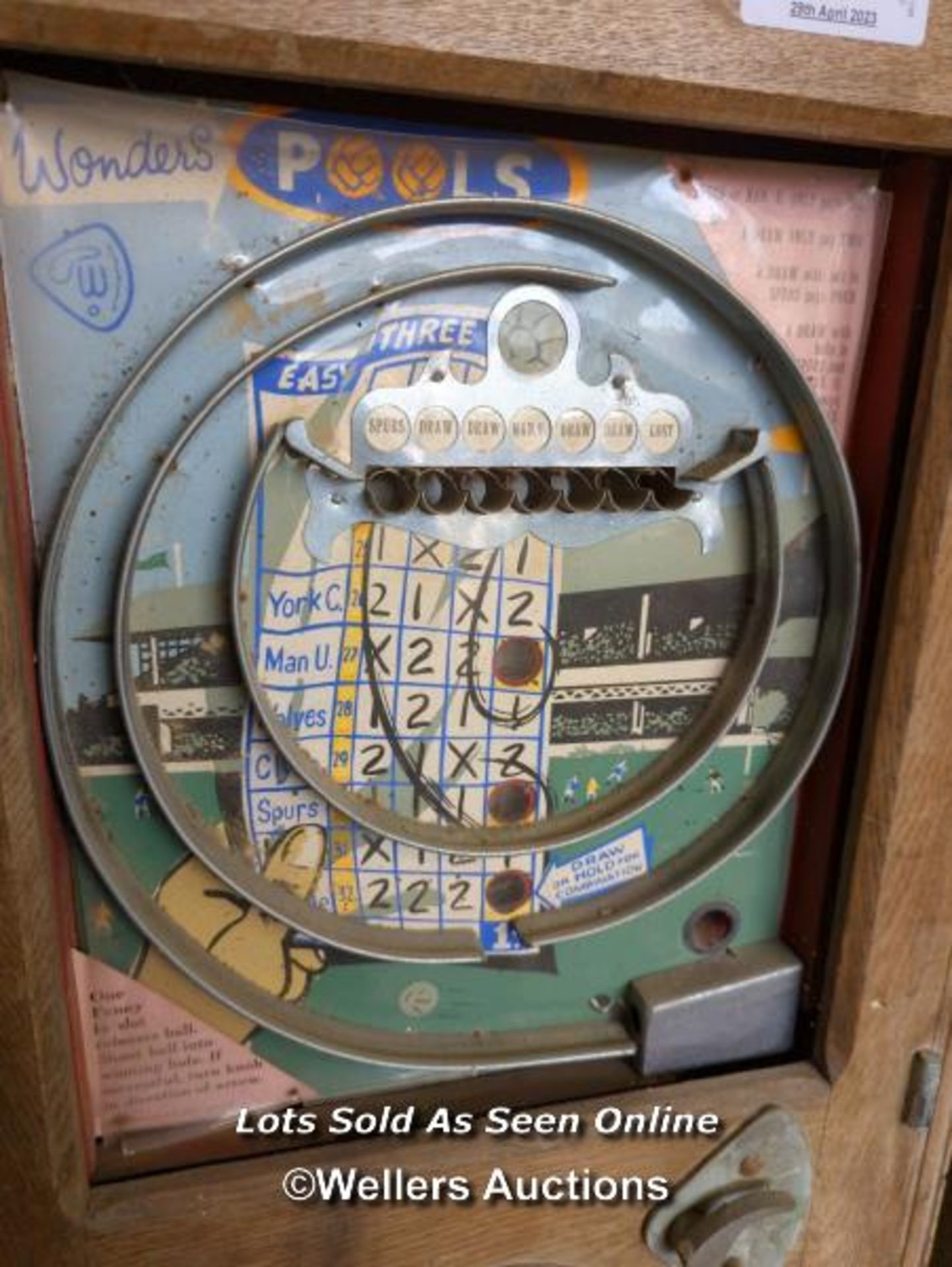 *VINTAGE FUN FAIR WONDERS 'POOLS' SLOT MACHINE / ALL LOTS ARE LOCATED AT AUTHENTIC RECLAMATION TN5 - Image 2 of 4