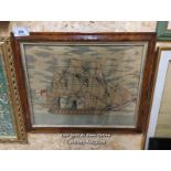 *FRAMED AND GLAZED TAPESTRY OF AN GALLEON, 24 X 20 / ALL LOTS ARE LOCATED AT AUTHENTIC RECLAMATION