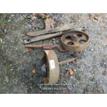 *PAIR OF IRON WHEELS AND CART AXLE / ALL LOTS ARE LOCATED AT AUTHENTIC RECLAMATION TN5 7EF