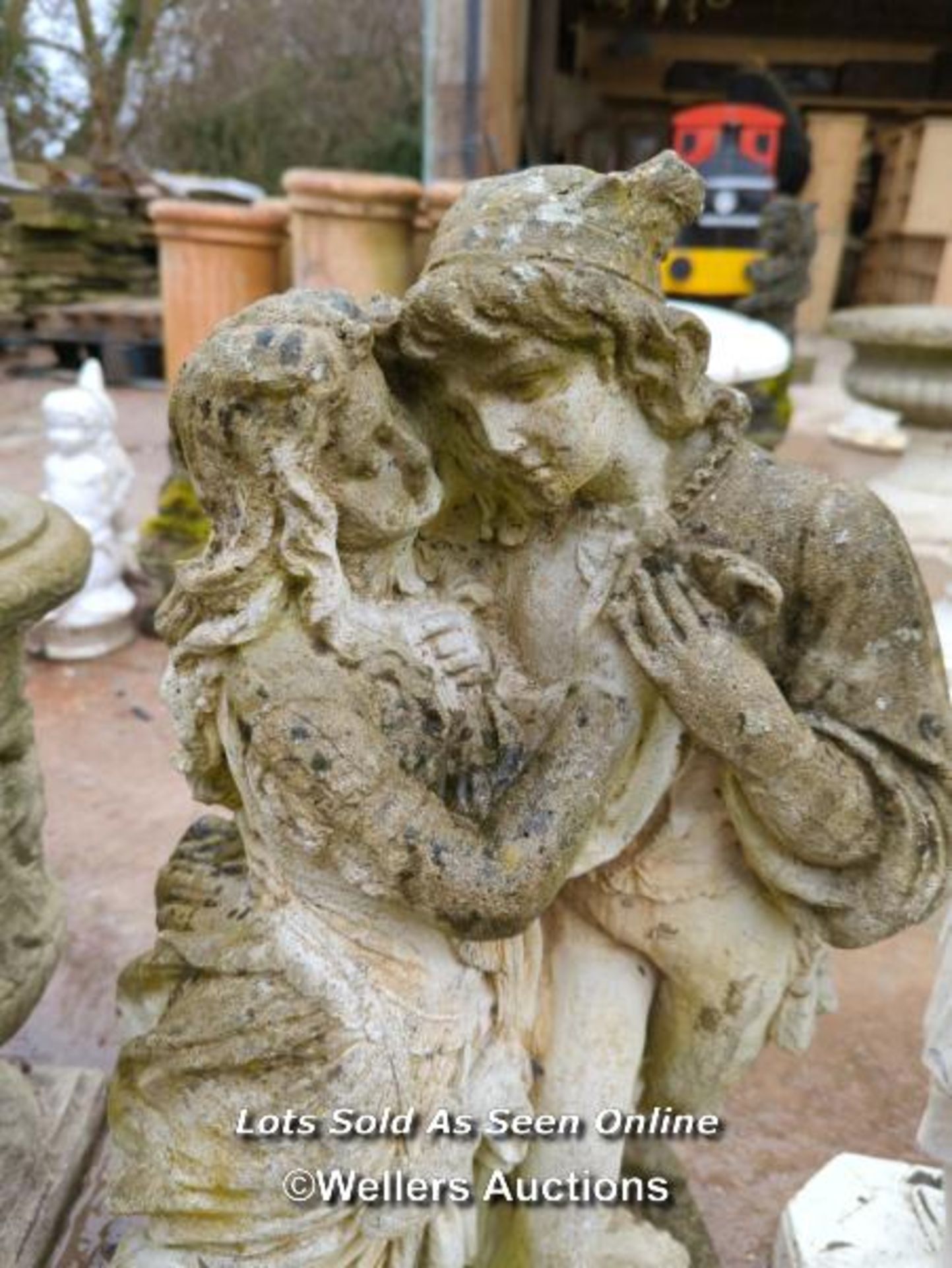 *CONCRETE STATUE OF A COUPLE, 27INCHES HIGH (DAMAGED BASE) / ALL LOTS ARE LOCATED AT AUTHENTIC - Image 2 of 3
