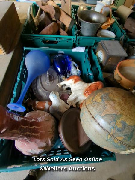 *JOB LOT OF ORNAMENTS INCLUDING DOGS, COWS, LADY AND GLOBE / ALL LOTS ARE LOCATED AT AUTHENTIC