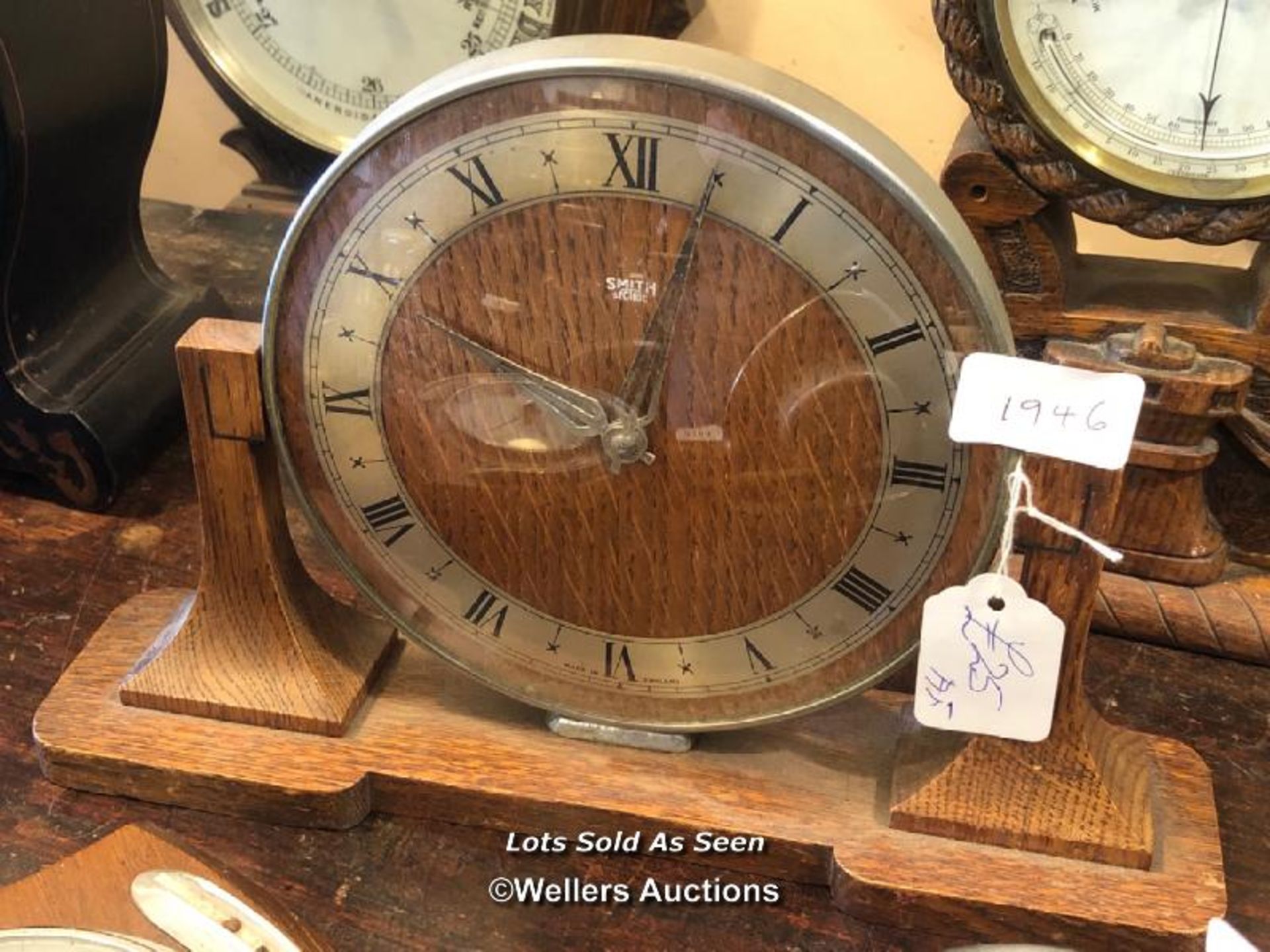 *SMITHS ART DECO MANTEL CLOCK; TWO BAROMETERS WITHIN HORSESHOES / LOCATED AT VICTORIA ANTIQUES, - Image 4 of 5