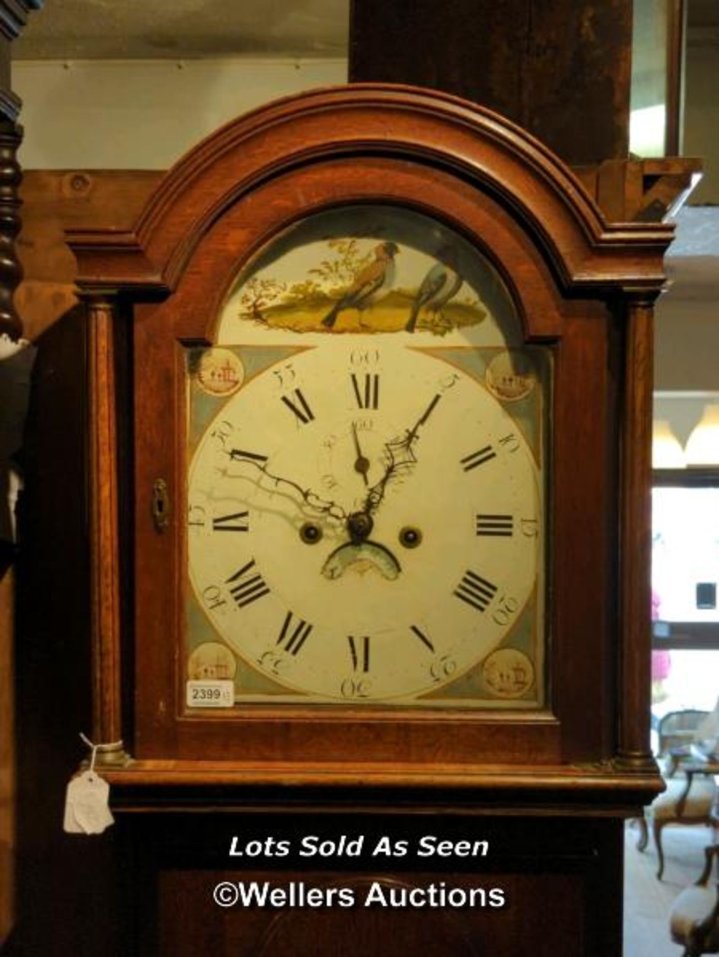 *18TH CENTURY 8 DAY OAK LONGCASE CLOCK WITH PAINTED DIAL, 198CM / LOCATED AT VICTORIA ANTIQUES, - Image 2 of 5