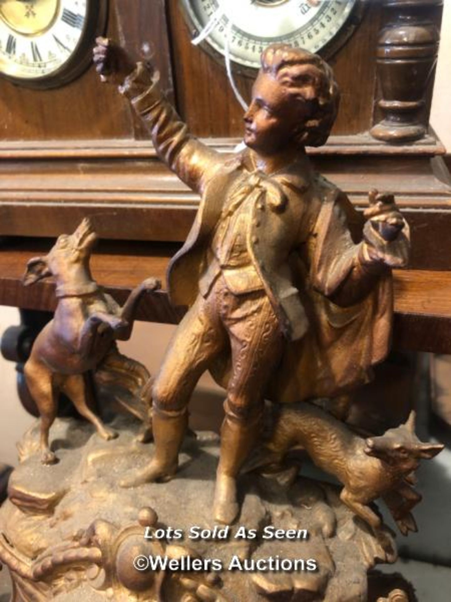 *PAINTED METAL FIGURAL MANTEL CLOCK / LOCATED AT VICTORIA ANTIQUES, WADEBRIDGE, PL27 7DD - Image 3 of 4