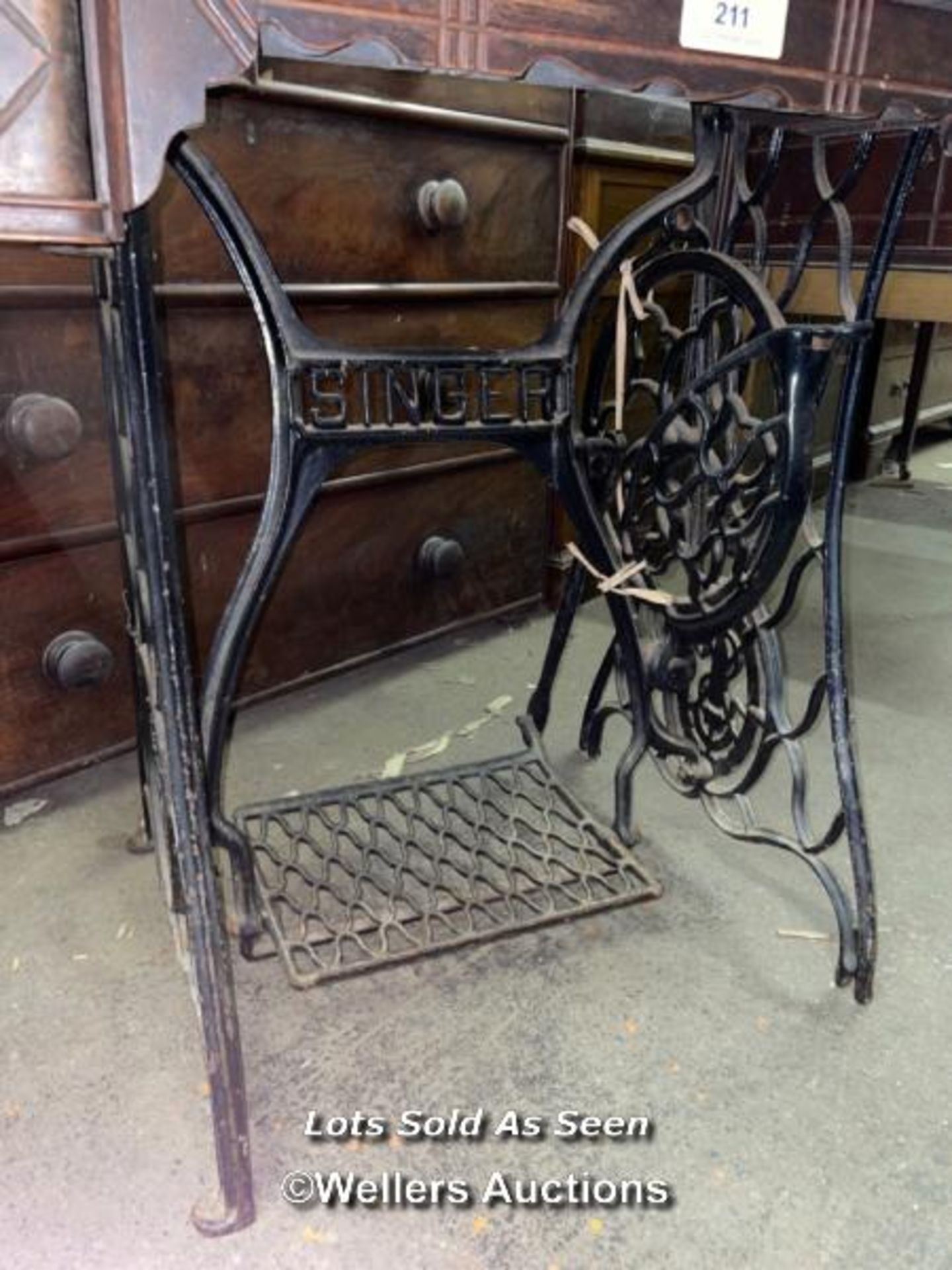SINGER SEWING MACHINE TABLE, 34.5 X 16 X 29 INCHES / LOCATED AT VICTORIA ANTIQUES, WADEBRIDGE, - Image 2 of 3