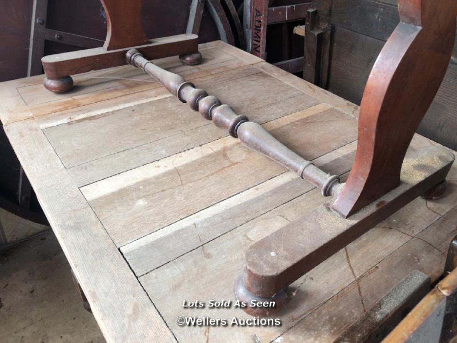 SMALL DINING TABLE ON BALL FEET, 46 X 24 X 30 INCHES / LOCATED AT VICTORIA ANTIQUES, WADEBRIDGE, - Image 3 of 3