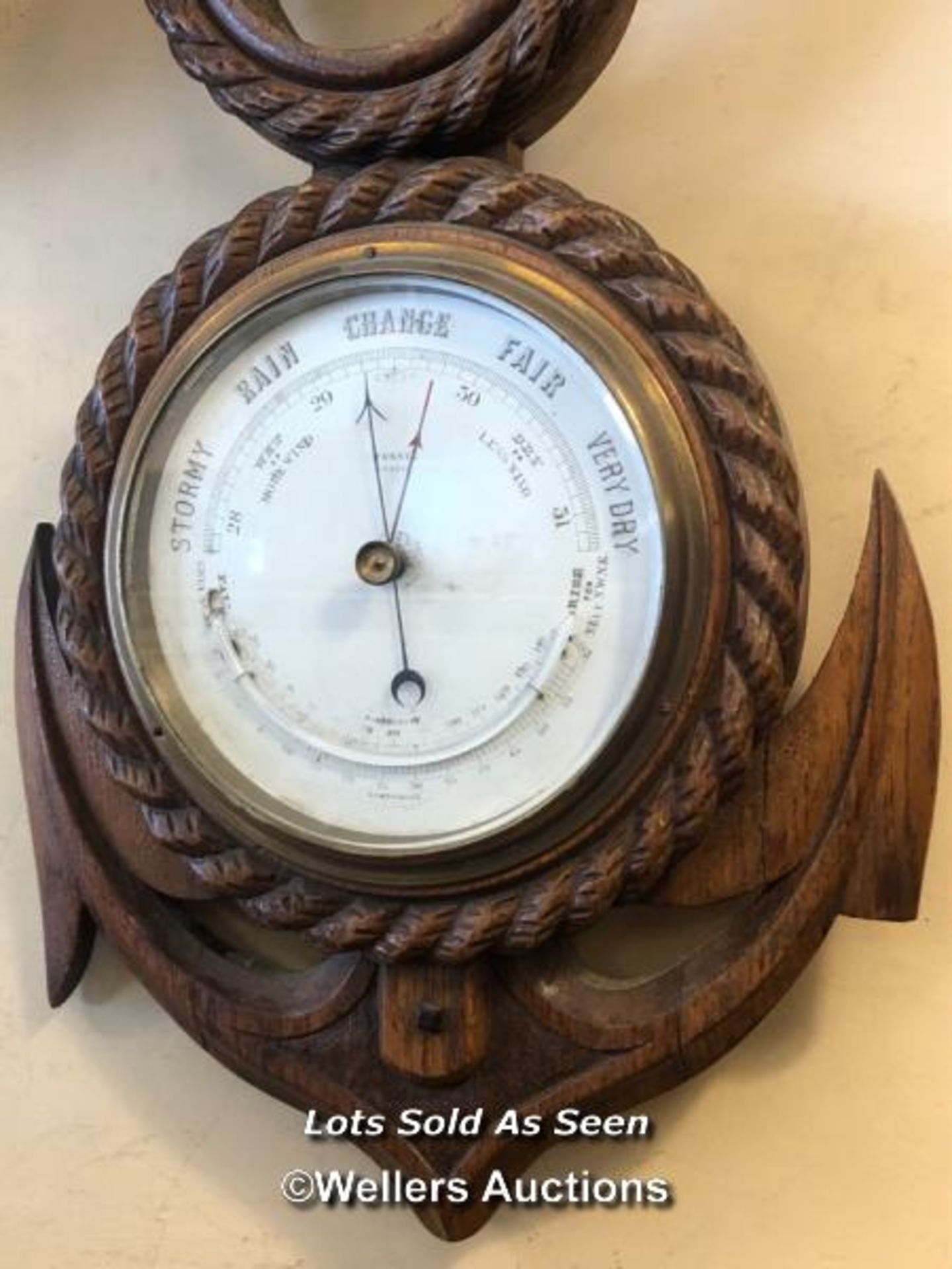 *VICTORIAN OAK BAROMETER SHAPED AS AS ANCHOR / LOCATED AT VICTORIA ANTIQUES, WADEBRIDGE, PL27 7DD - Image 2 of 3