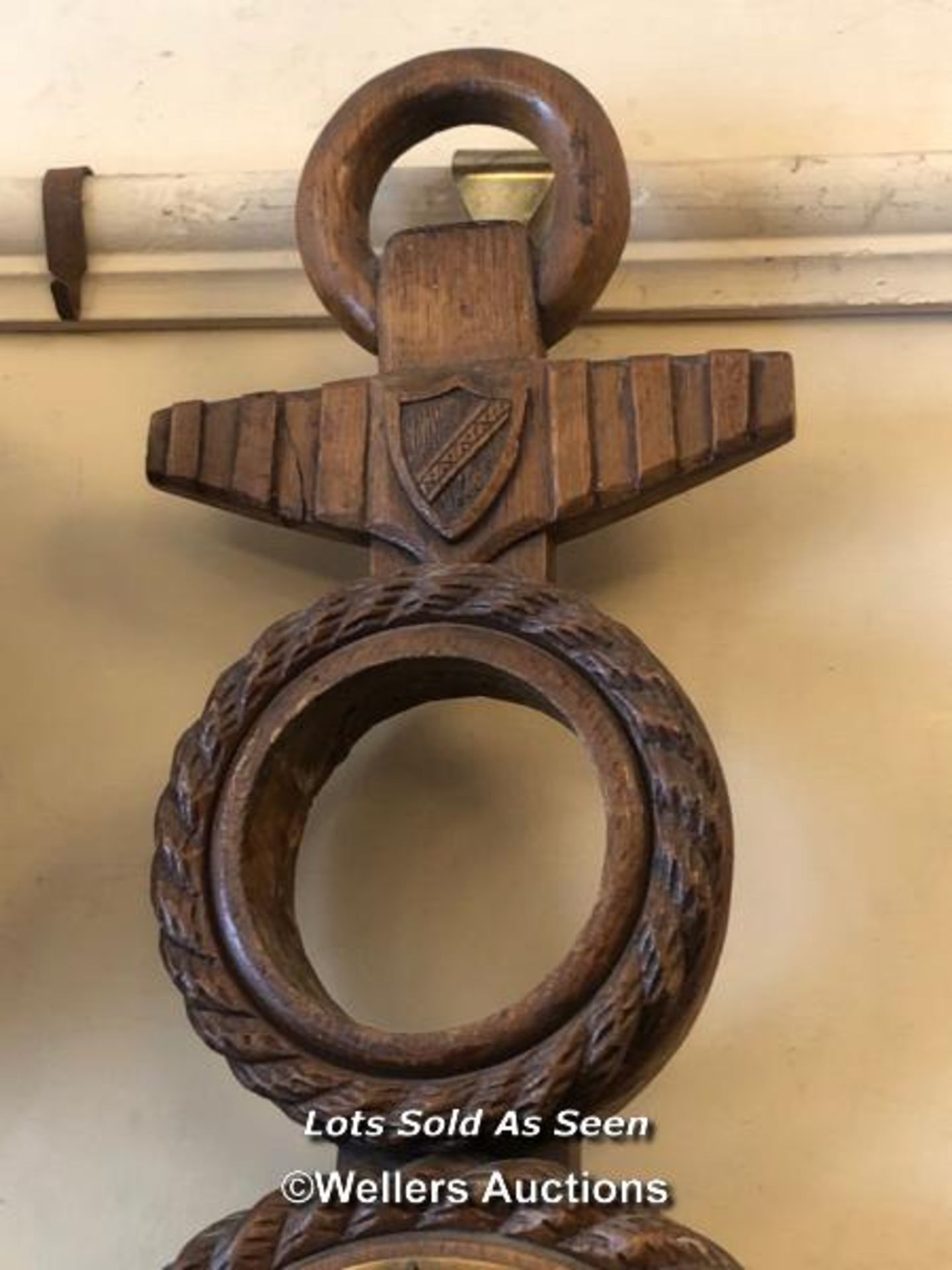 *VICTORIAN OAK BAROMETER SHAPED AS AS ANCHOR / LOCATED AT VICTORIA ANTIQUES, WADEBRIDGE, PL27 7DD - Image 3 of 3