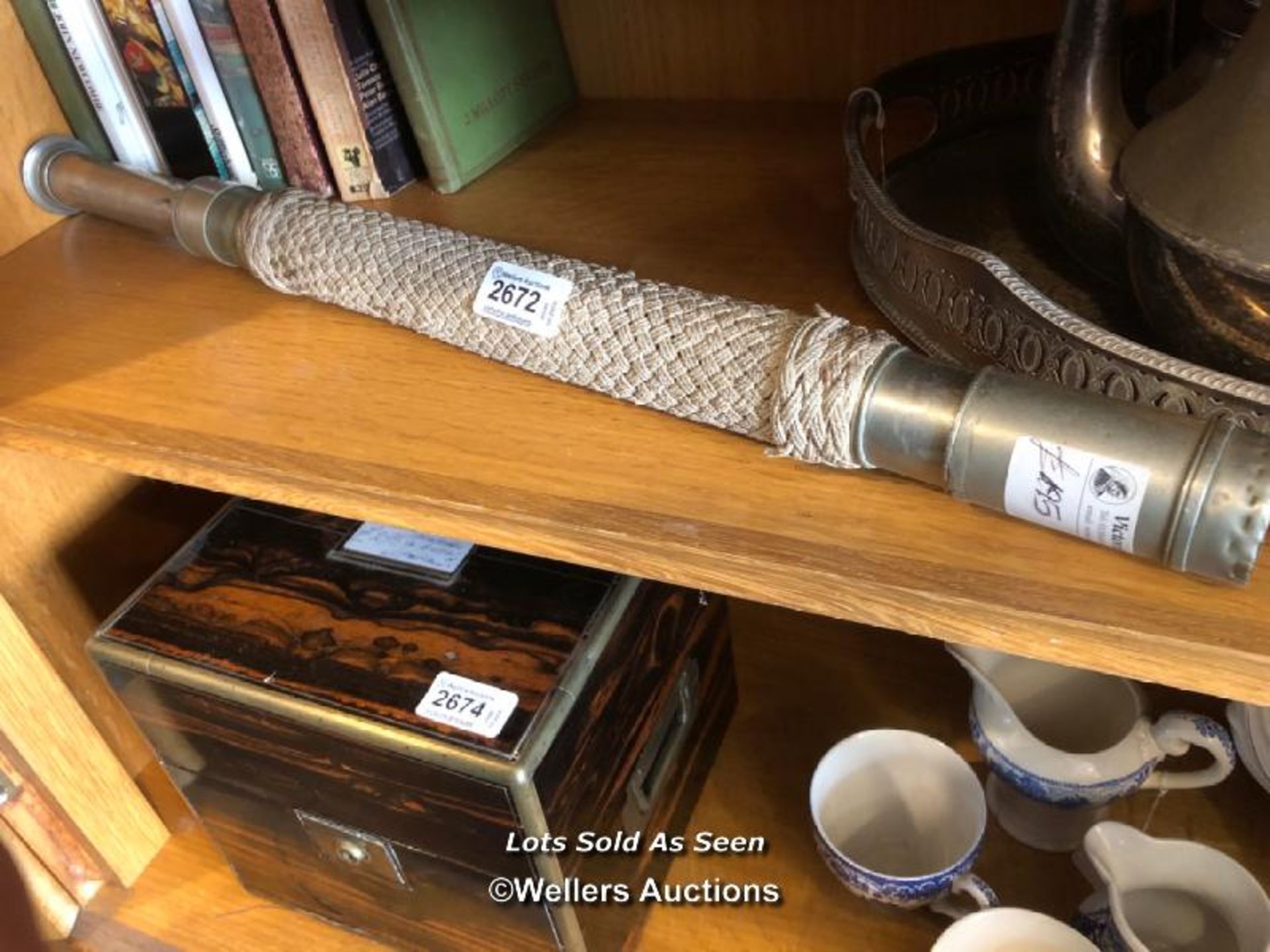 *NAVY TELESCOPE BY ROSS OF LONDON , NO. 25954, WITH ROPE GRIP / LOCATED AT VICTORIA ANTIQUES,
