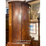 *GEORGE III INLAID MAHOGANY HANGING CORNER CABINET / LOCATED AT VICTORIA ANTIQUES, WADEBRIDGE,