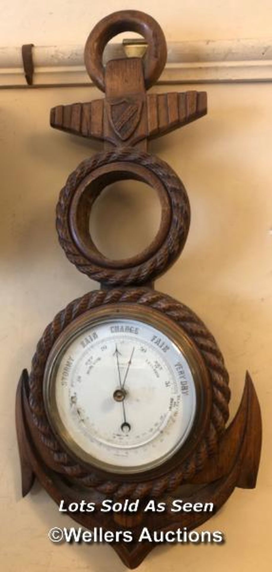 *VICTORIAN OAK BAROMETER SHAPED AS AS ANCHOR / LOCATED AT VICTORIA ANTIQUES, WADEBRIDGE, PL27 7DD