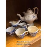 *TEAPOT, CUPS AND MILK JUGS / LOCATED AT VICTORIA ANTIQUES, WADEBRIDGE, PL27 7DD