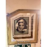 *FRAMED AND GLAZED PHOTO OF LAUREN BACALL WITH ORIGINAL FILM CELLS, 49.5 X 56CM / LOCATED AT