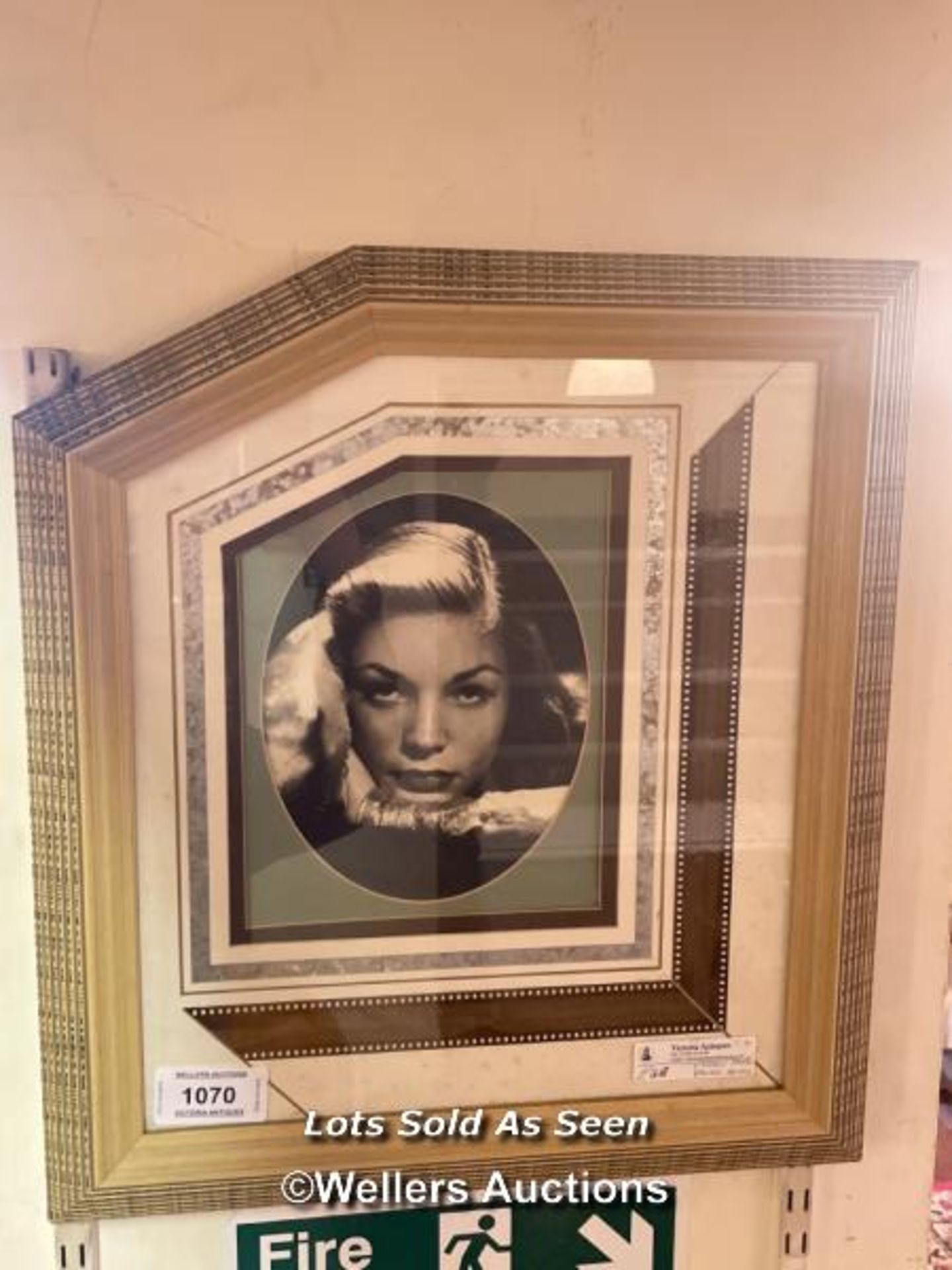 *FRAMED AND GLAZED PHOTO OF LAUREN BACALL WITH ORIGINAL FILM CELLS, 49.5 X 56CM / LOCATED AT