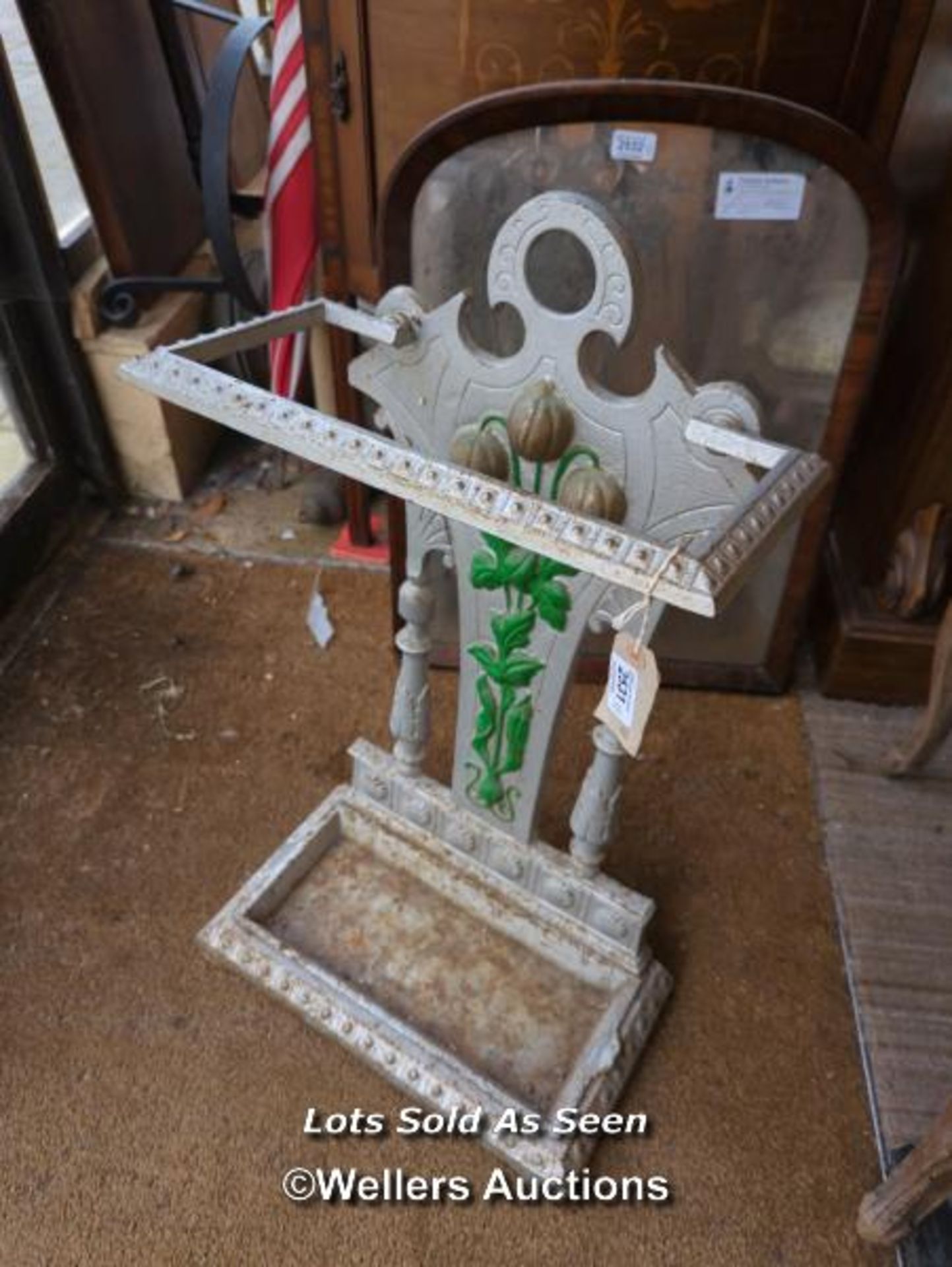 *VICTORIAN CAST IRON STICK STAND, 64CM / LOCATED AT VICTORIA ANTIQUES, WADEBRIDGE, PL27 7DD