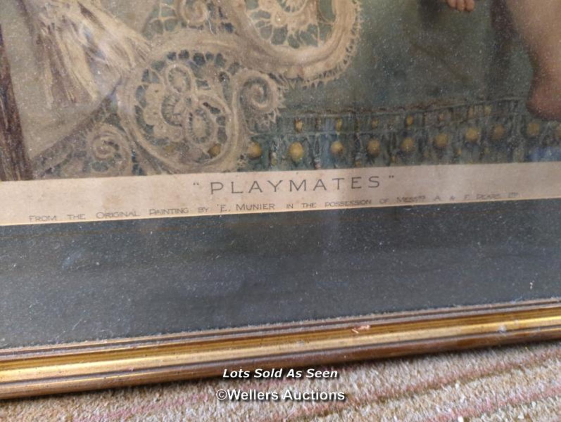 *FRAMED AND GLAZED PRINT 'PLAY MATES' BY PEARS, 60 X 50CM / LOCATED AT VICTORIA ANTIQUES, - Image 3 of 3