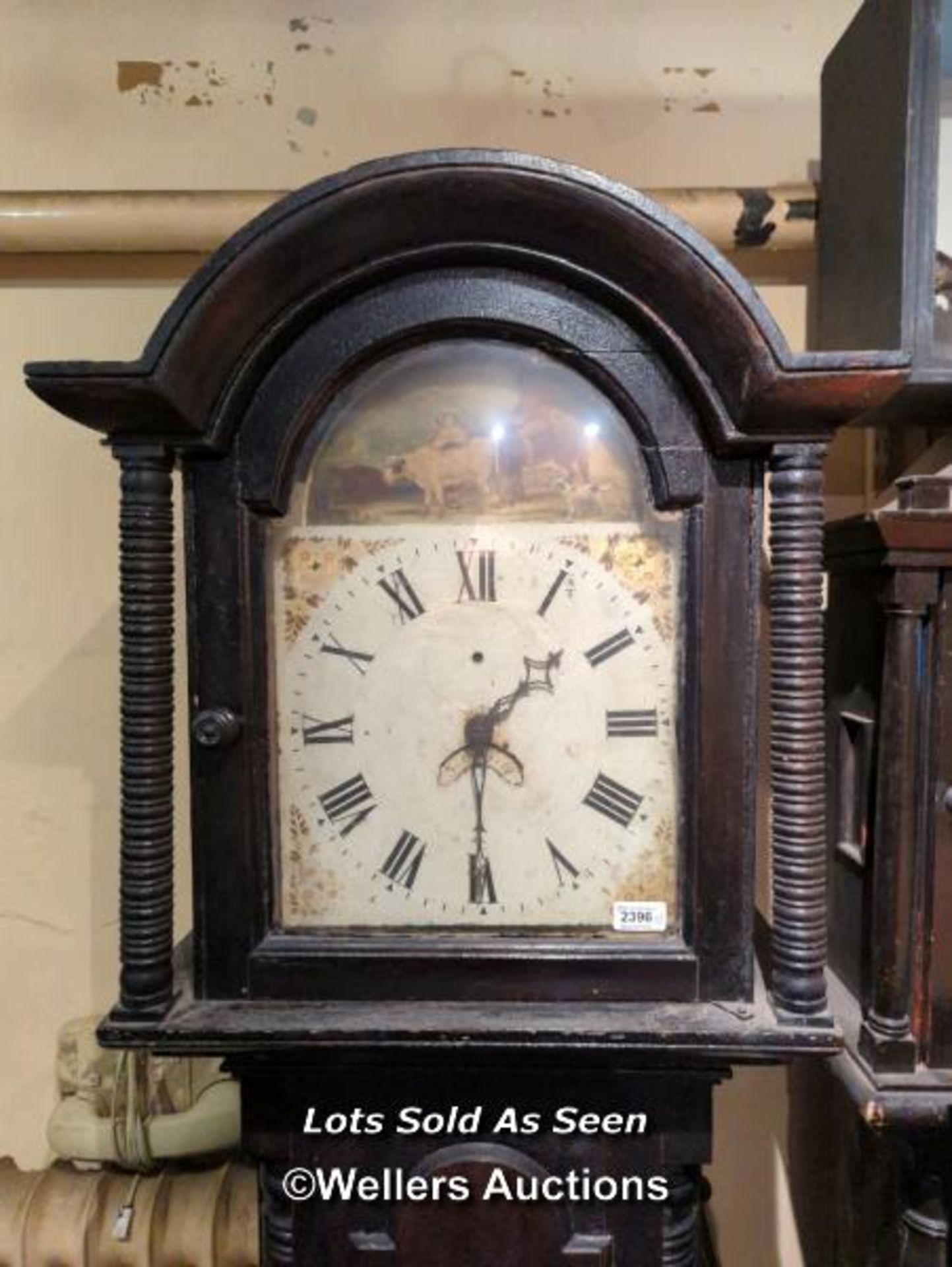 *EBONISED 8 DAY LONGCASE CLOCK, PAINTED DIAL, 200CM / LOCATED AT VICTORIA ANTIQUES, WADEBRIDGE, PL27 - Image 2 of 5